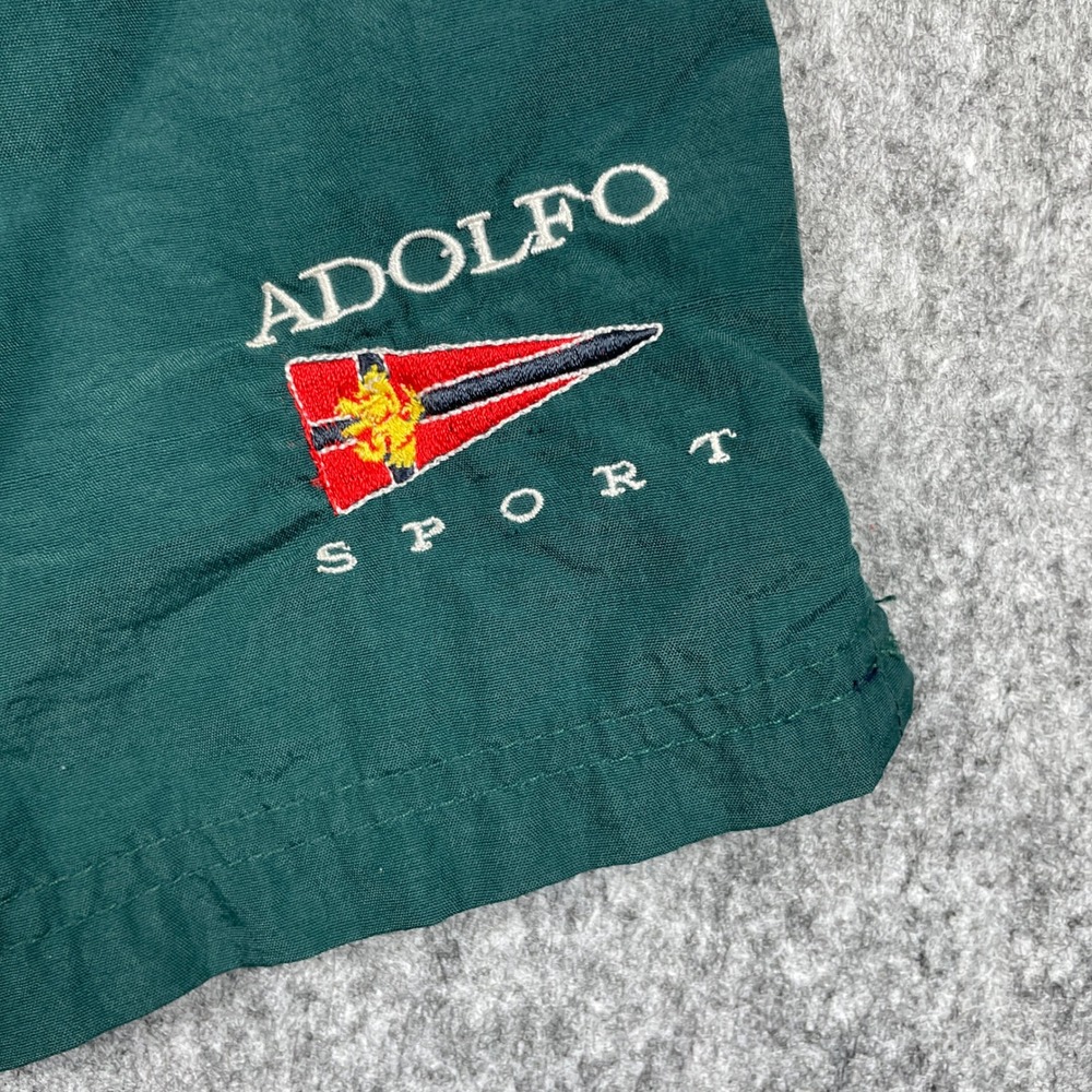 Adolfo Sport Swim Trunks Mens Medium Blue Yellow Green Colorblock Mesh Lined 5" - Picture 5 of 8